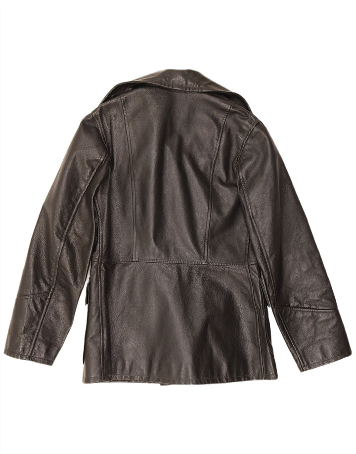 Jachetă de piele vintage pentru femei UK 10 Small Black