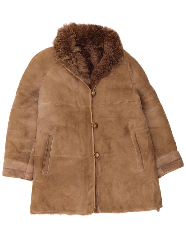 Palton vintage pentru femei din shearling EU 42 mare, bej, din shearling