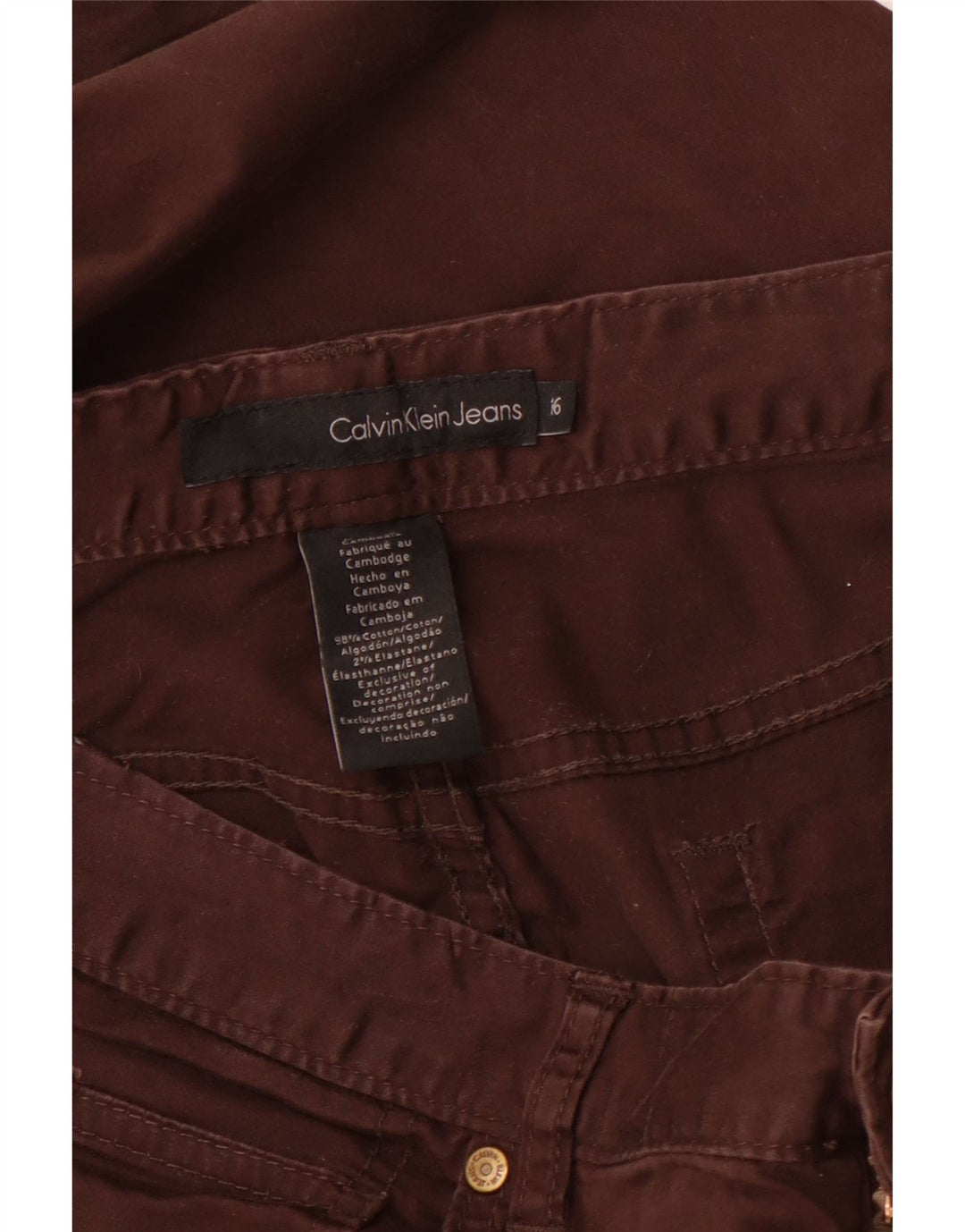 CALVIN KLEIN Pantaloni drepti Capri pentru femei US 16 2XL W36 L22 maro bumbac