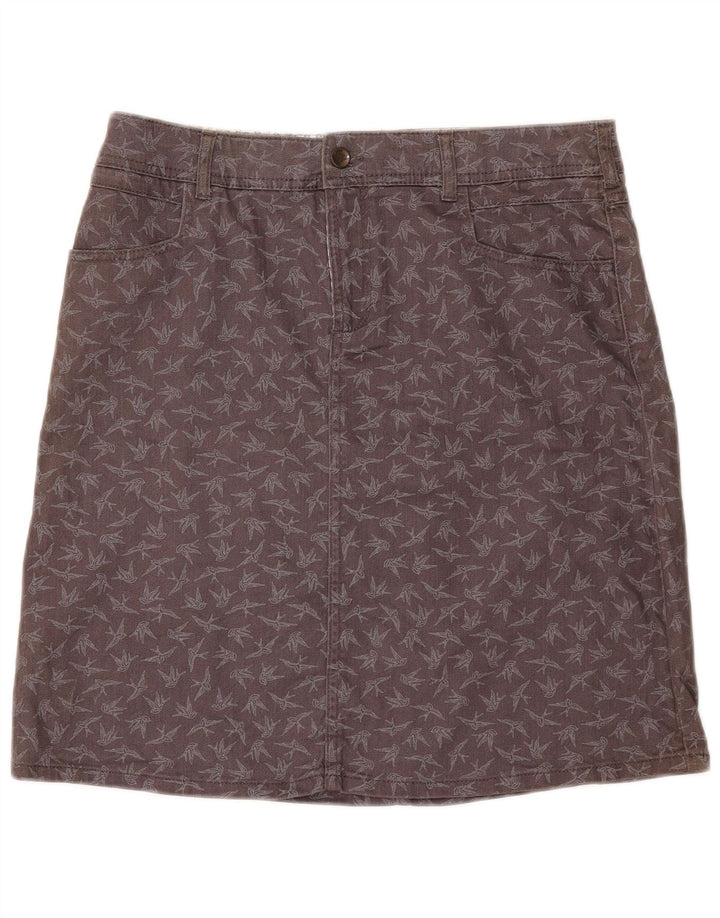 Fusta de denim cu model abstract pentru femei White Stuff UK 12 Medium W32 Gri