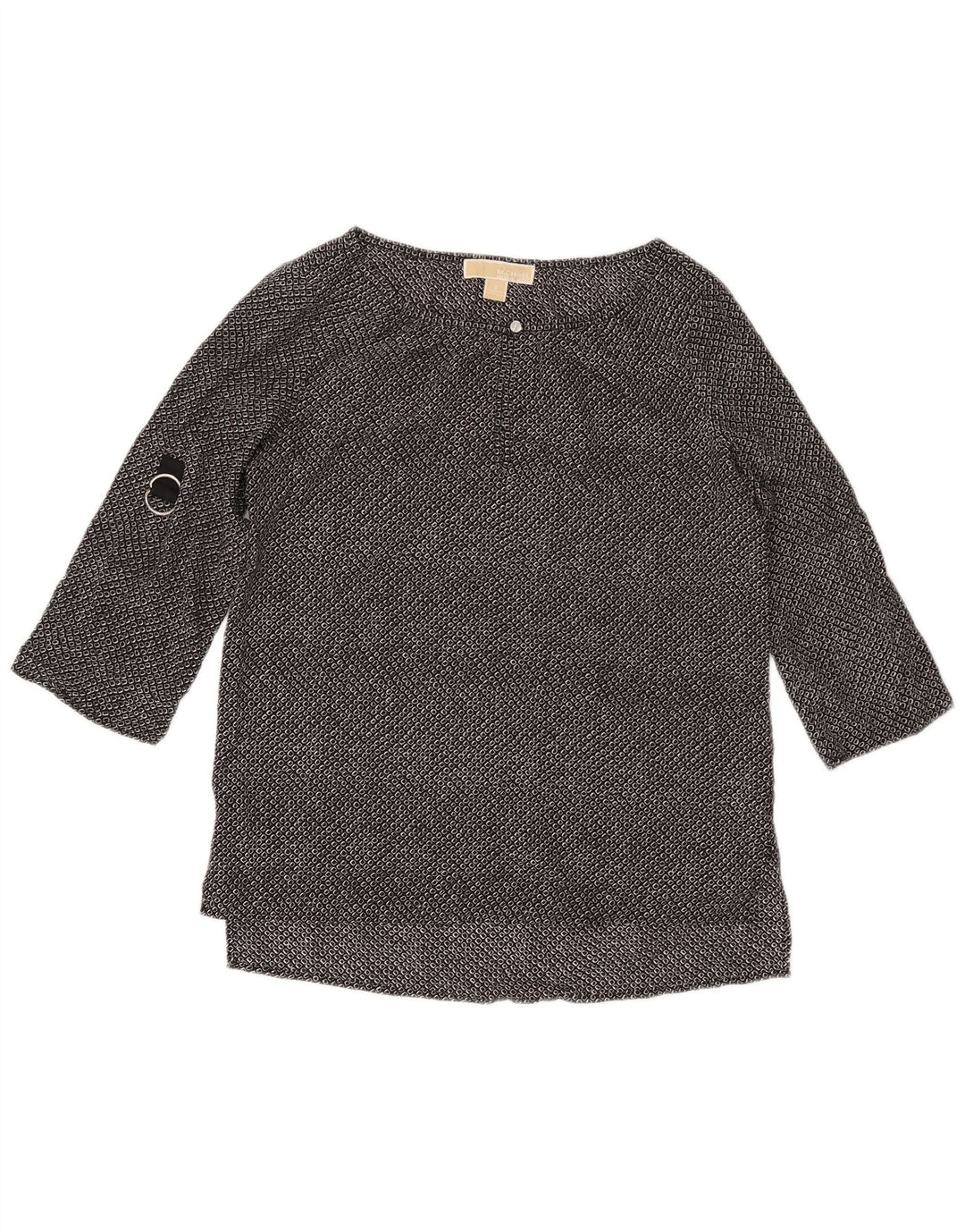 MICHAEL KORS Top pentru femei cu mâneci 3/4 UK 10 Mic, negru, poliester geometric