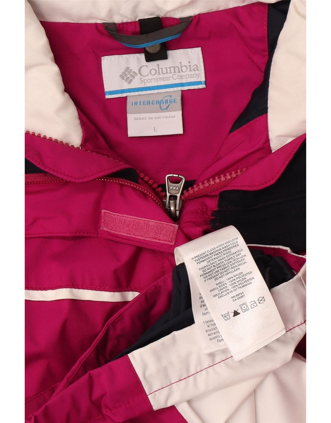 Jachetă de ploaie Columbia pentru femei Interchange UK 16 mare, roz, nailon color bloc