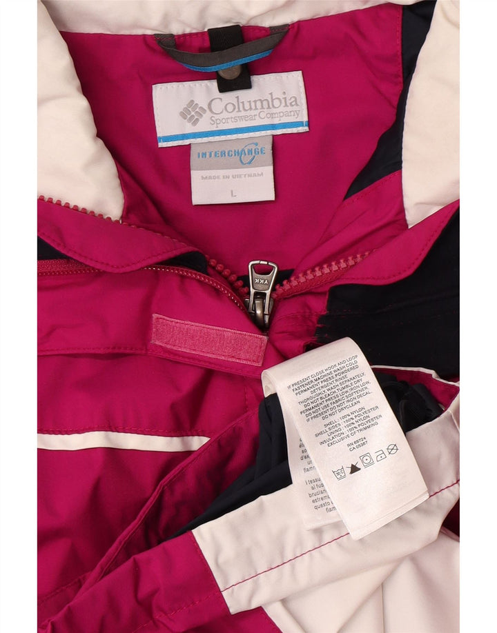 Jachetă de ploaie Columbia pentru femei Interchange UK 16 mare, roz, nailon color bloc
