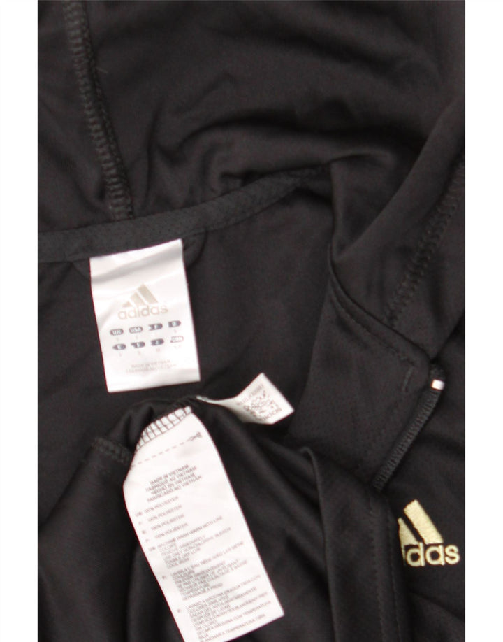 Jachetă de top pentru trening cu glugă Adidas pentru femei UK 8 Poliester negru mic