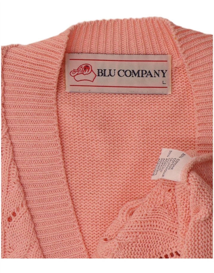 Pulover vintage cardigan supradimensionat pentru femei UK 16 mare bumbac roz