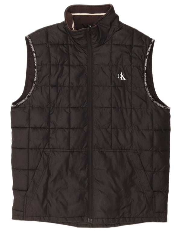 Calvin Klein Jeans Mens Graphic Padded Gilet UK 40 Large Black Polyester