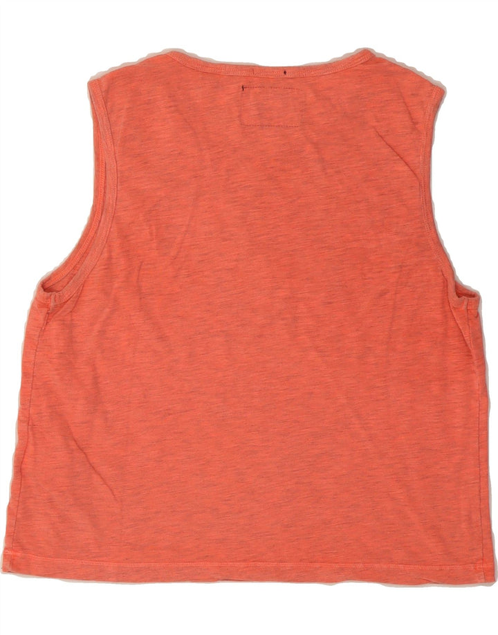 SUPERDRY Womens Graphic Vest Top UK 10 Small Orange Cotton Vintage Superdry and Second-Hand Superdry from Messina Hembry 