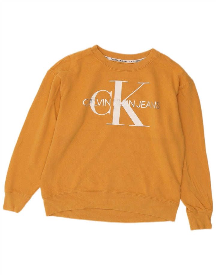 Calvin Klein Jeans Pulover supradimensionat pentru femei UK 10 Mic Galben