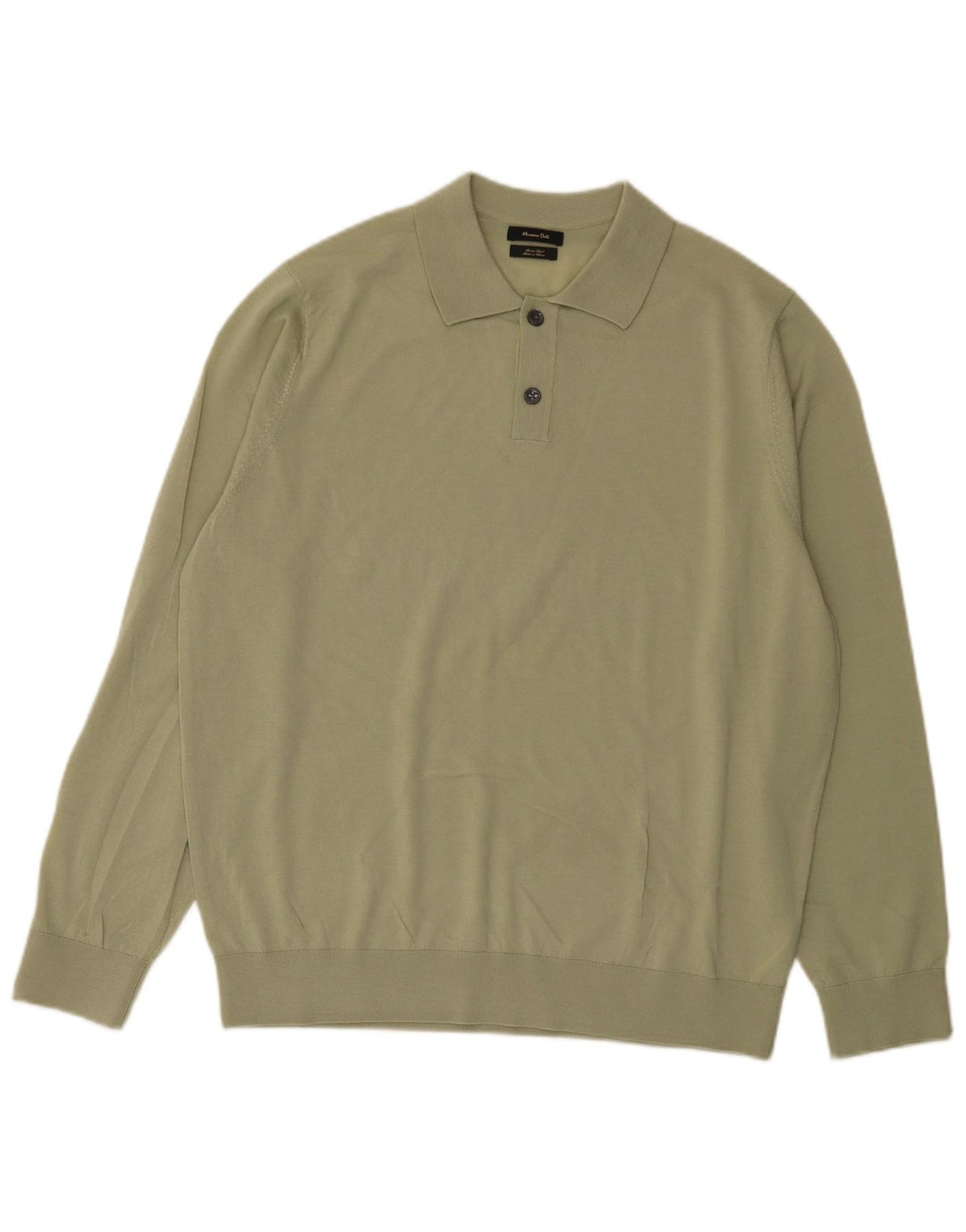 Massimo Dutti Pulover cu gât polo pentru bărbați XL Lână verde