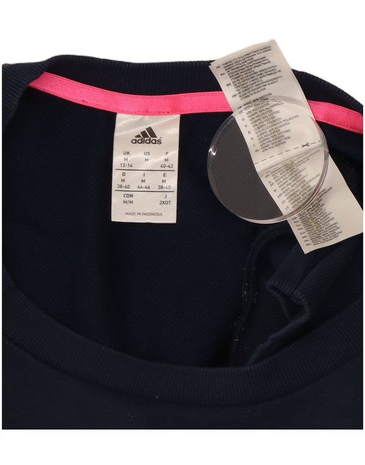 Pulover Adidas Climalite Graphic pentru femei Marea Britanie 12/14 Medium Bleumarin