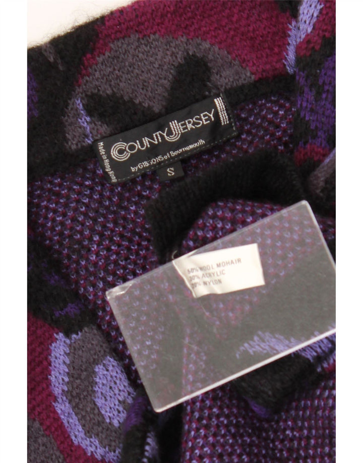 Pulover cardigan supradimensionat pentru femei VINTAGE UK 10 Mic violet geometric
