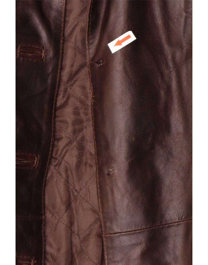 Palton din piele vintage pentru femei UK 12 maro mediu