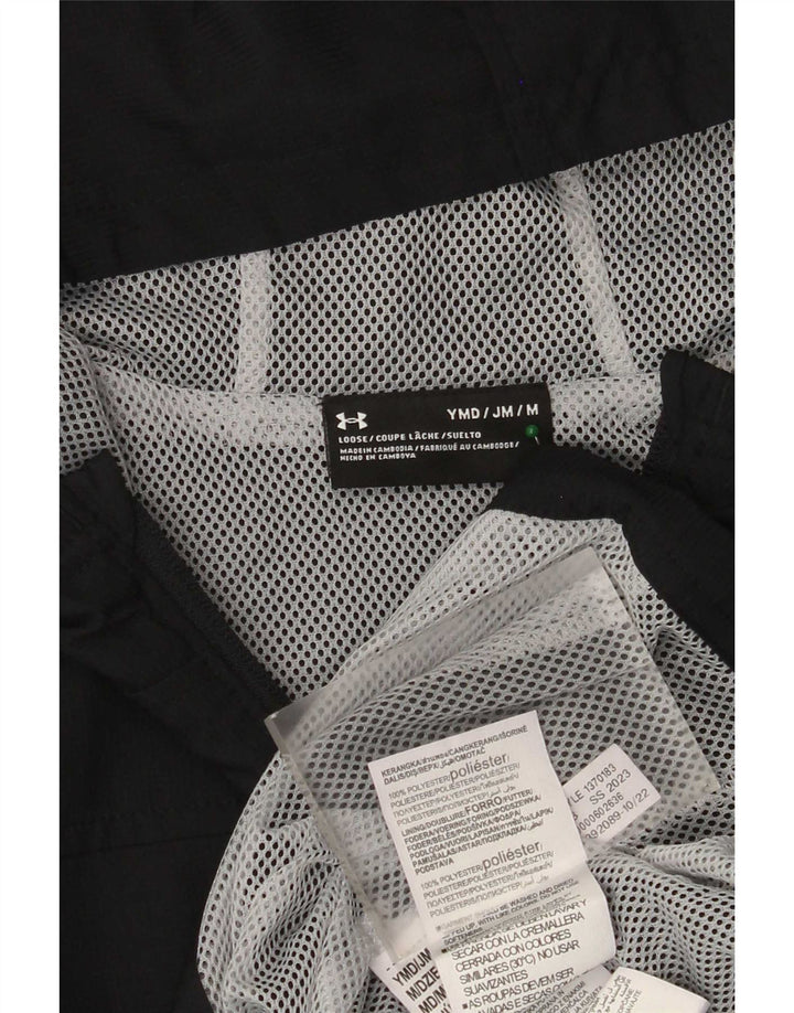 Jachetă de ploaie cu glugă Under Armour pentru băieți, 9-10 ani, poliester mediu negru