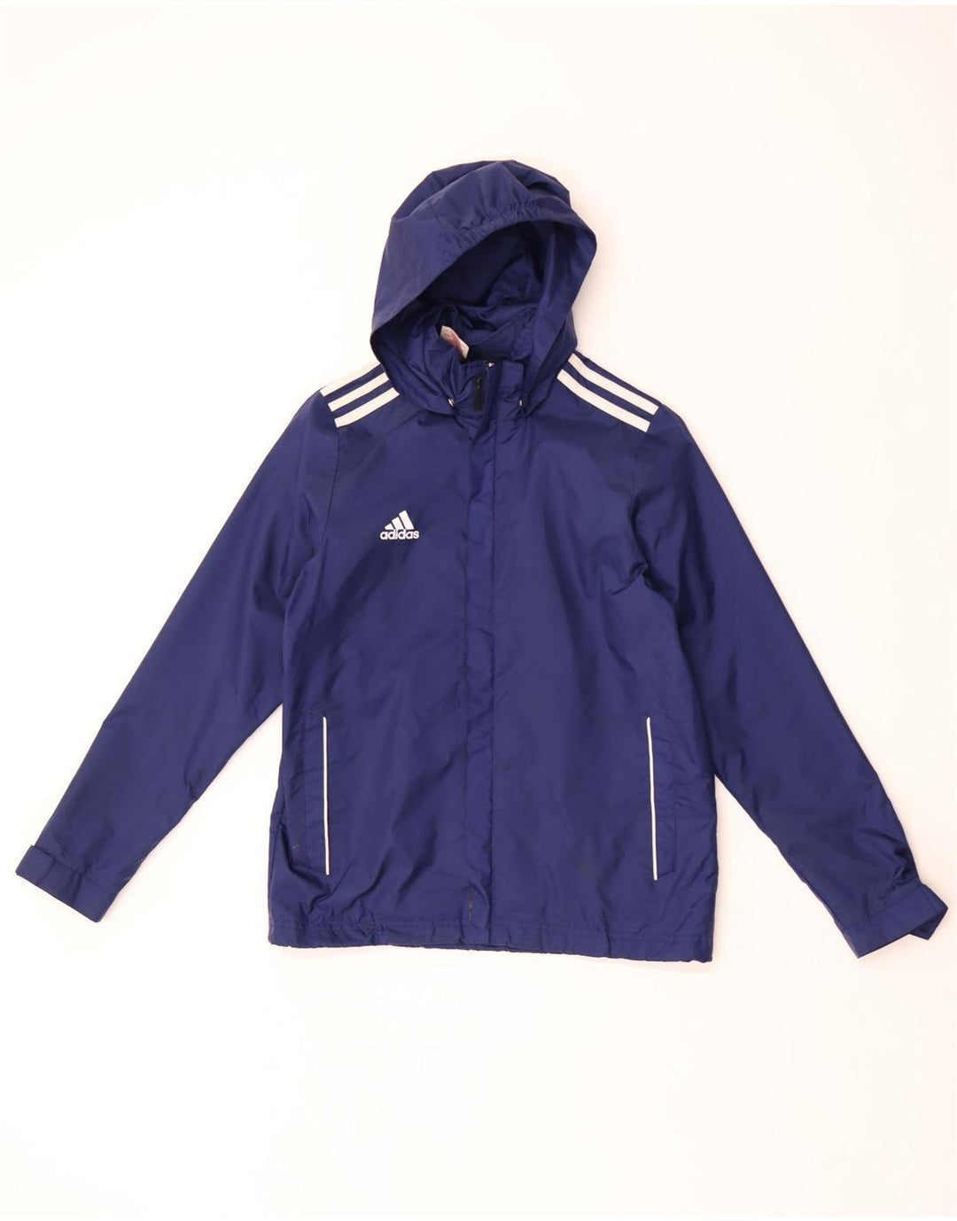 Jachetă de ploaie cu glugă Adidas pentru băieți, 11-12 ani, nailon bleumarin