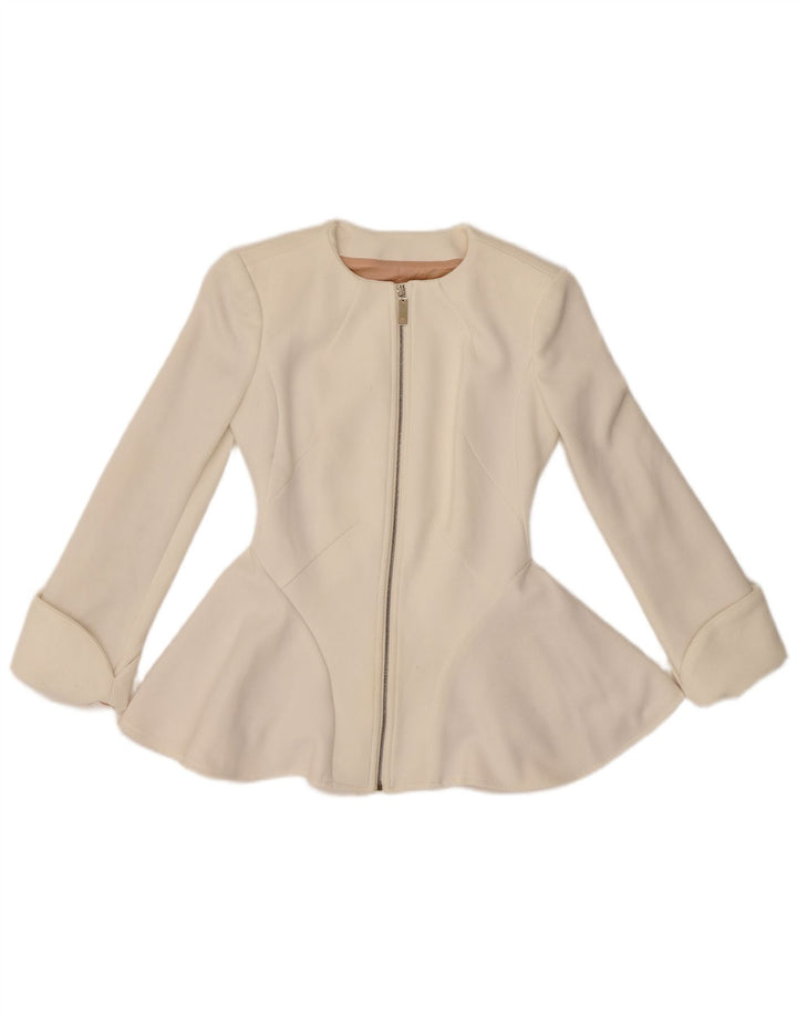 Jachetă Blazer pentru Femei Elisabetta Franchi cu fermoar complet IT 38 XS Poliester alb