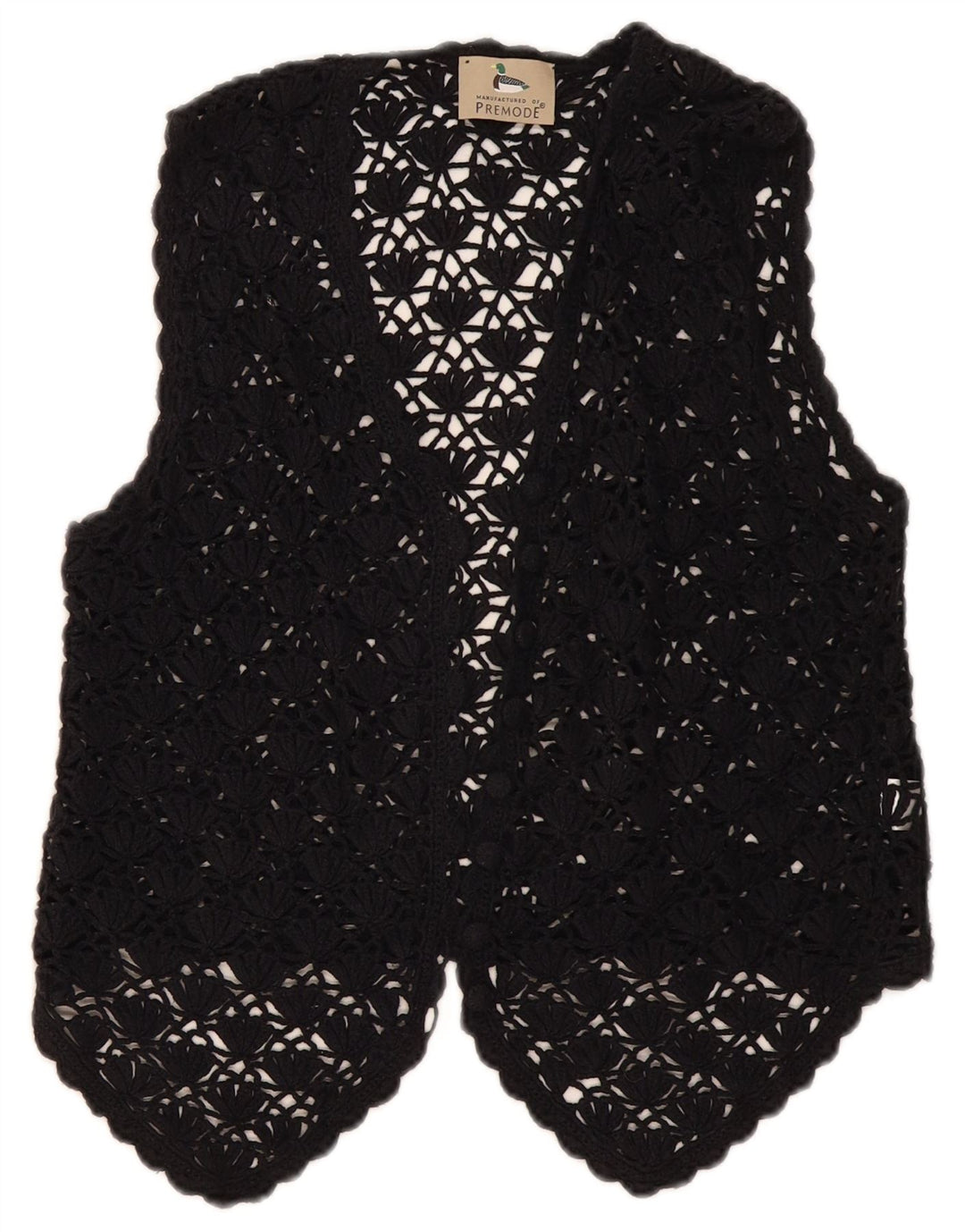 Top cardigan croșetat Premode pentru femei UK 12, bumbac mediu negru