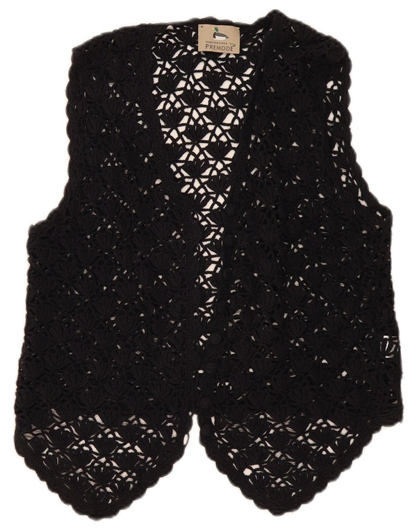 Top cardigan croșetat Premode pentru femei UK 12, bumbac mediu negru