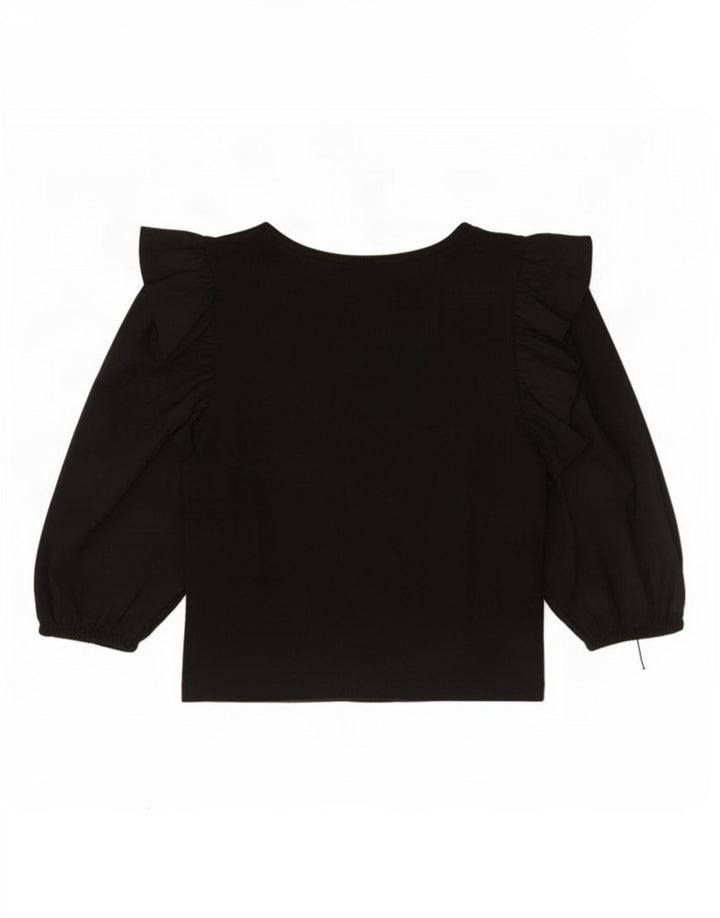 Crop Top cu mâneci 3/4 pentru femei Zara UK 12, bumbac mediu negru
