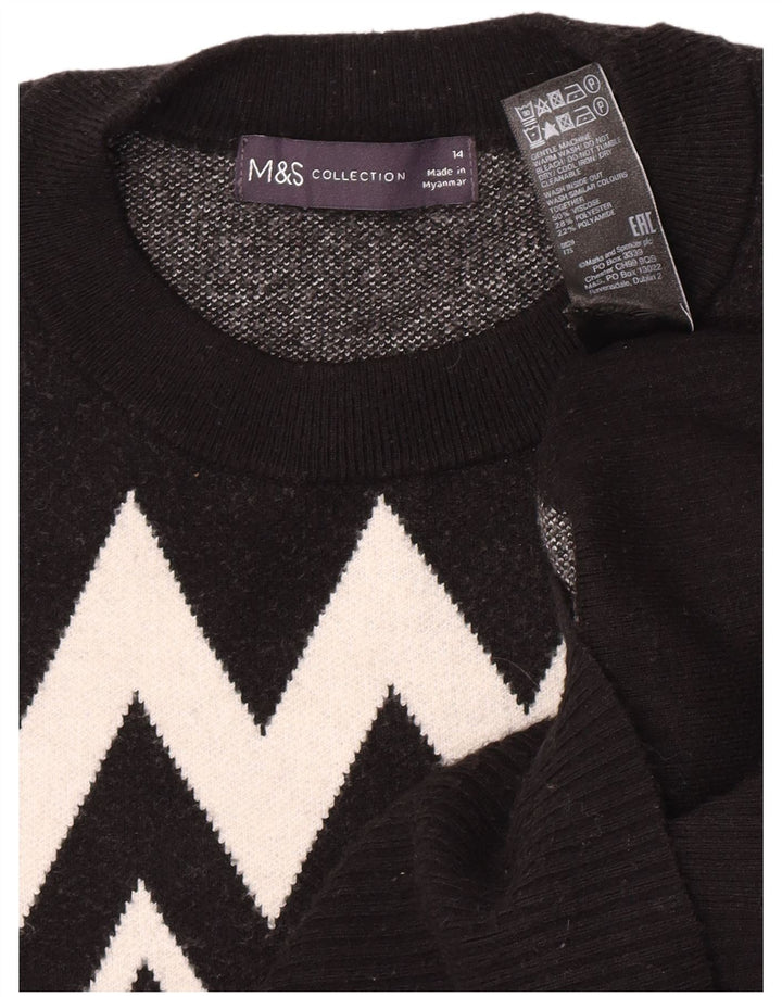 Pulover pentru femei Marks & Spencer cu decolteu triplu UK 14 Medium Negru