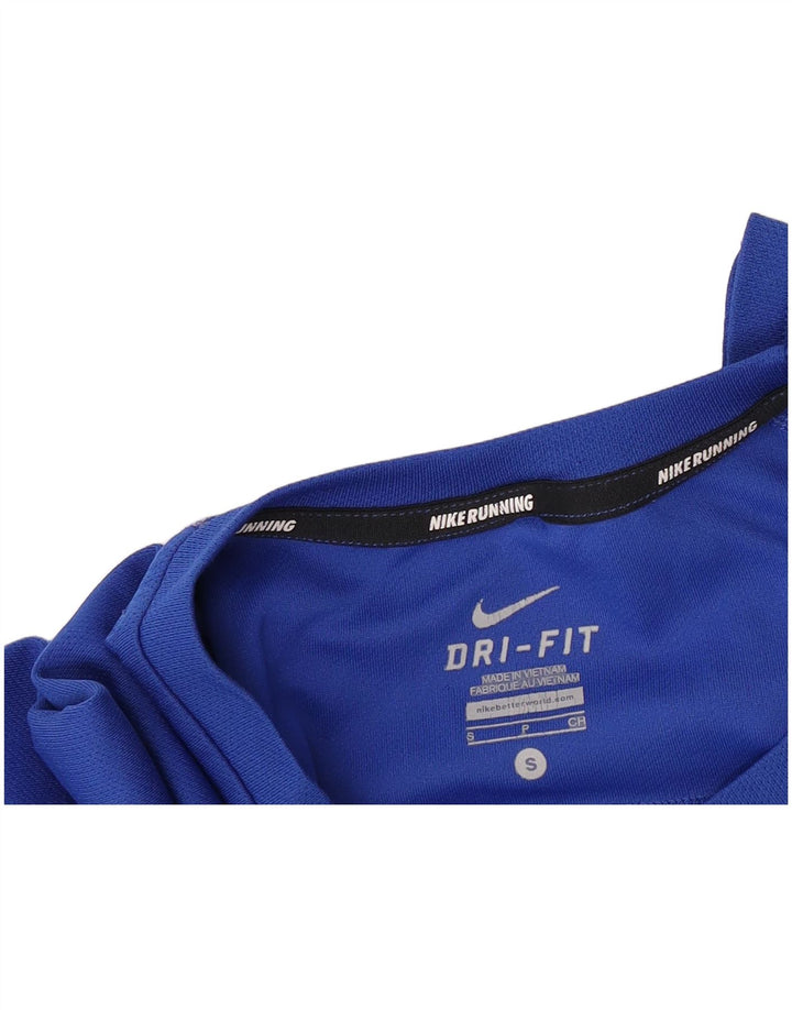 Top cu mânecă lungă NIKE Dri Fit pentru bărbați, poliester albastru mic