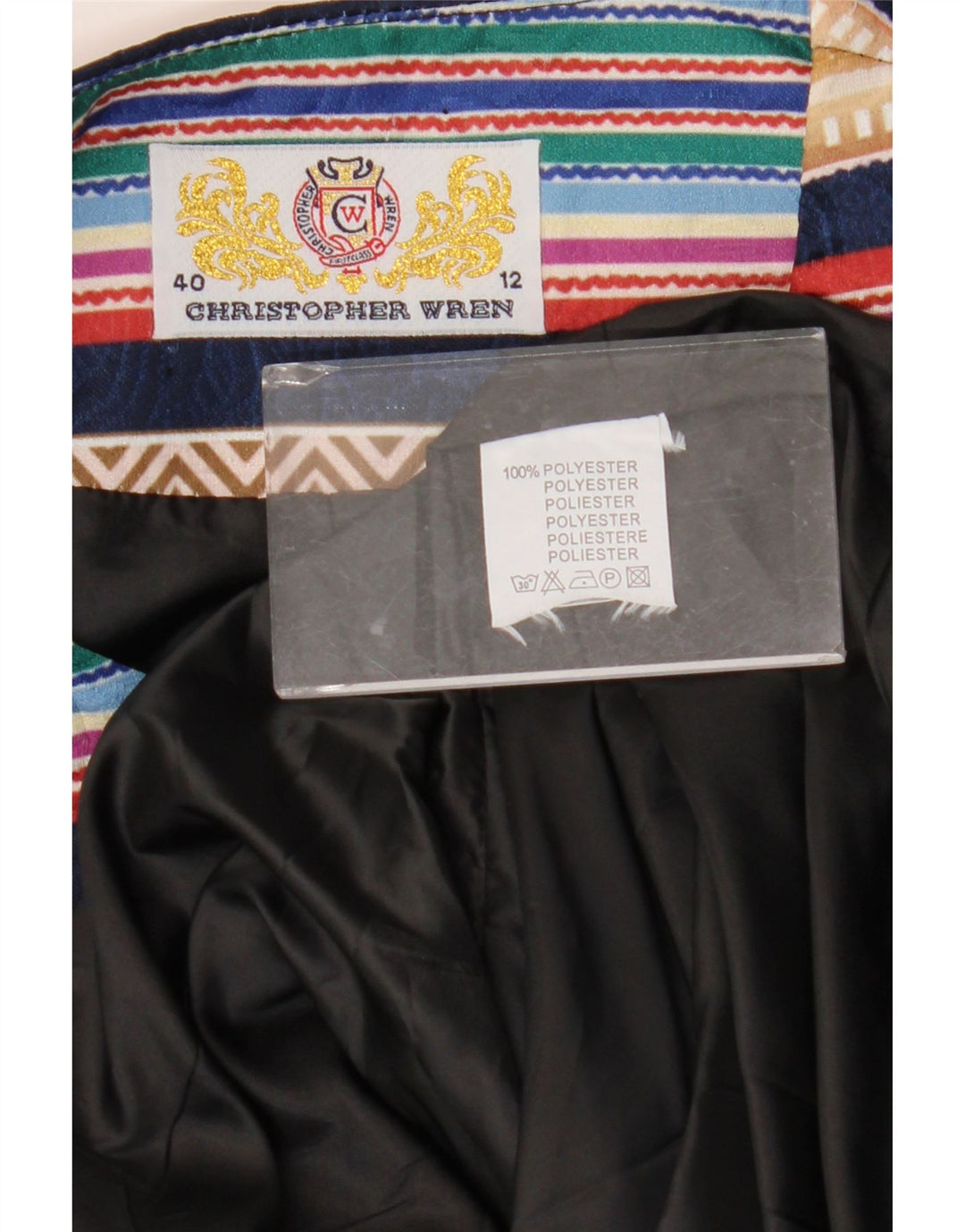 Pardesiu Christopher Wren pentru femei UK 12 Medium Bleumarin Retro Geometric