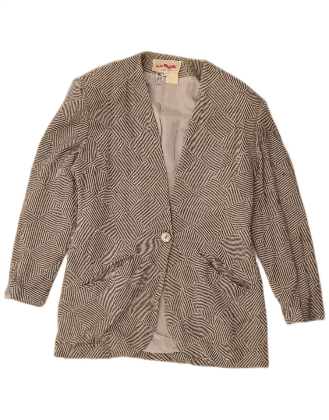 Laura Biagiotti Jachetă Blazer Femei 1 Buton IT 46 Mare Gri cu dungi
