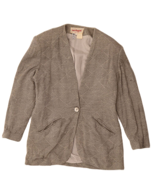 Laura Biagiotti Jachetă Blazer Femei 1 Buton IT 46 Mare Gri cu dungi