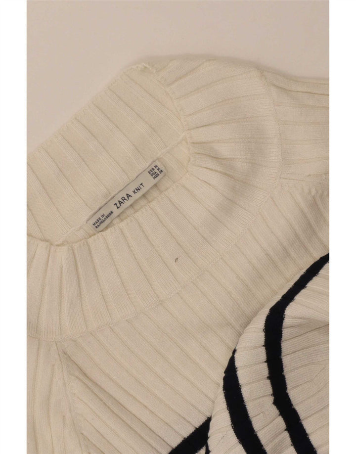 Pulover cu gât țestoasă pentru femei Zara UK 12 Medium White Striped