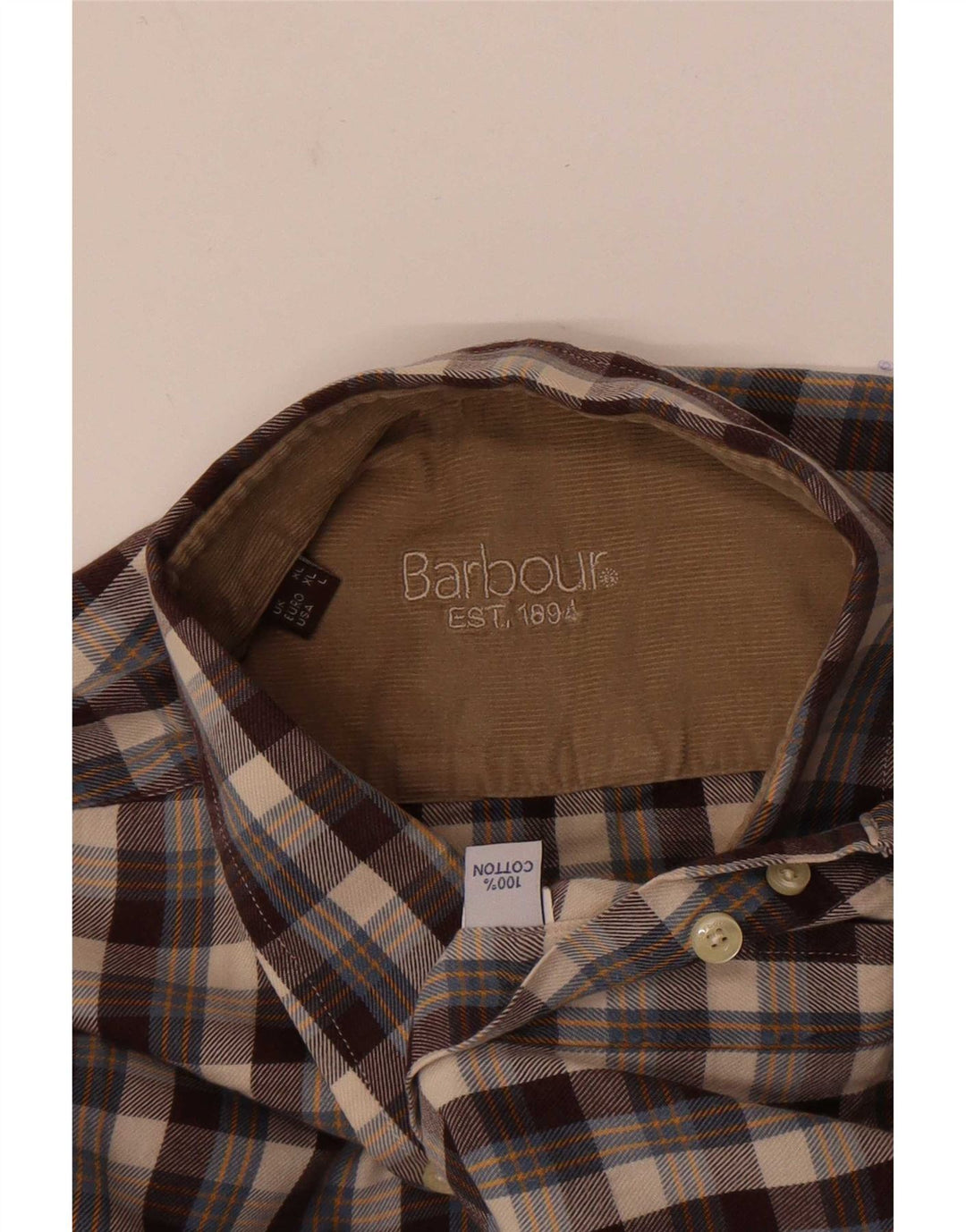 Cămașă de flanel pentru bărbați Barbour, bumbac cu carouri maro mari