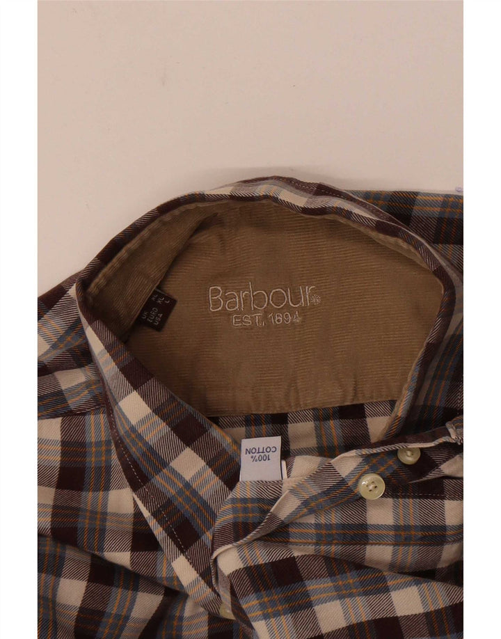 Cămașă de flanel pentru bărbați Barbour, bumbac cu carouri maro mari