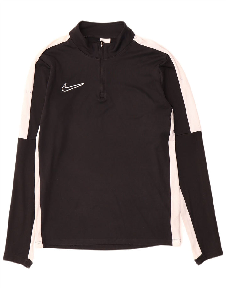Top cu mânecă lungă pentru bărbați Dri Fit, cu fermoar, negru, color block