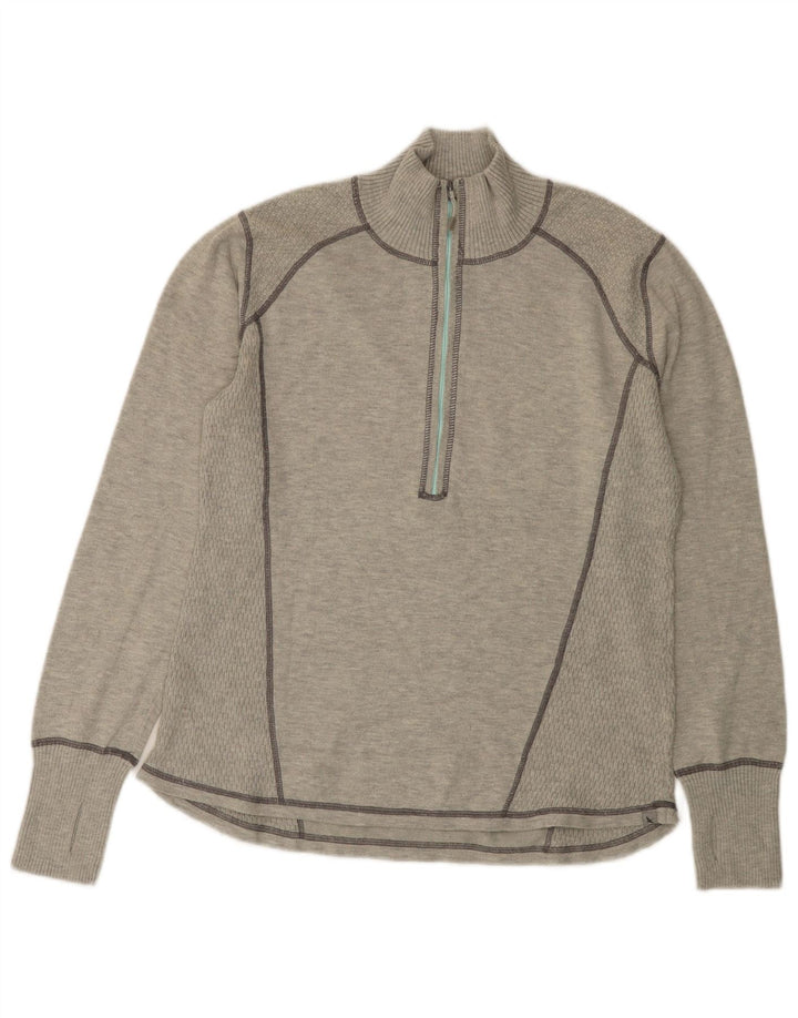 EDDIE BAUER Pulover pentru femei cu fermoar și gât UK 18 XL poliester gri