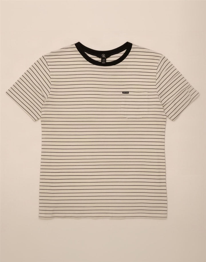 Tricou pentru bărbați Volcom Top, mediu alb, bumbac cu dungi