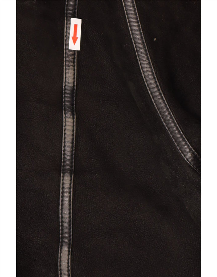 Jachetă vintage pentru bărbați din shearling IT 50 mare, neagră