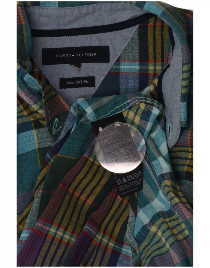 Cămașă pentru bărbați Tommy Hilfiger XL din bumbac turquoise check