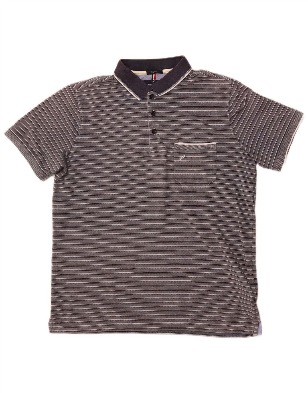 DANIEL HECHTER Tricou polo pentru bărbați, ușor de întreținut, din bumbac cu dungi gri mari