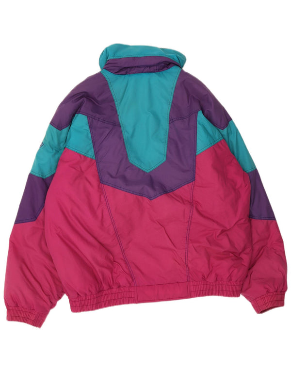 Jachetă de schi cu glugă vintage pentru bărbați IT 52 XL, nailon color block multicolor