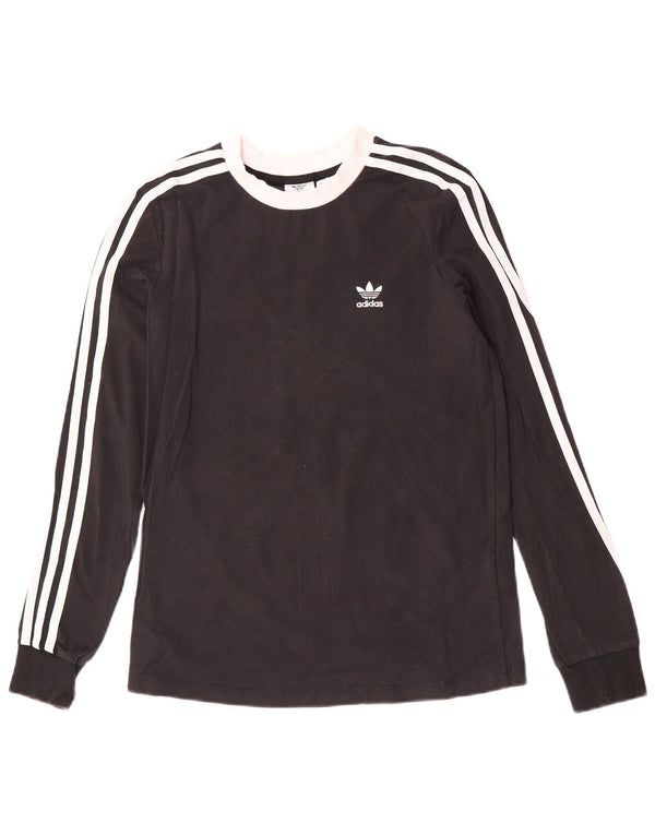 Top pentru femei Adidas cu mânecă lungă UK 8 mic, negru, bumbac color bloc
