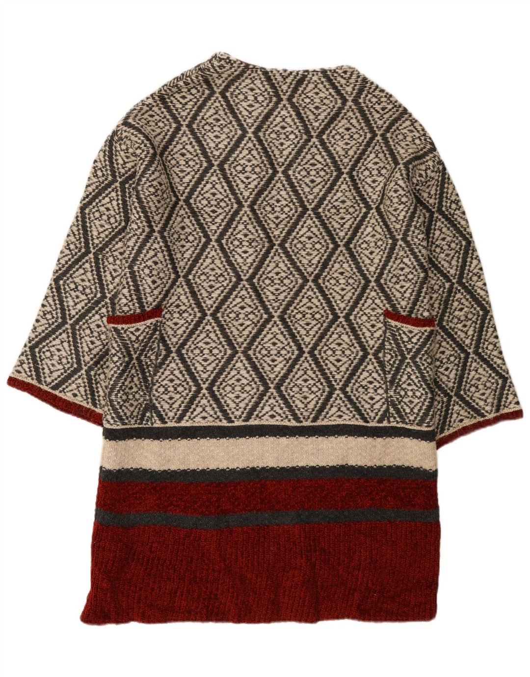 Pulover cardigan deschis pentru femei Zara UK 14 Medium Bej Geometric