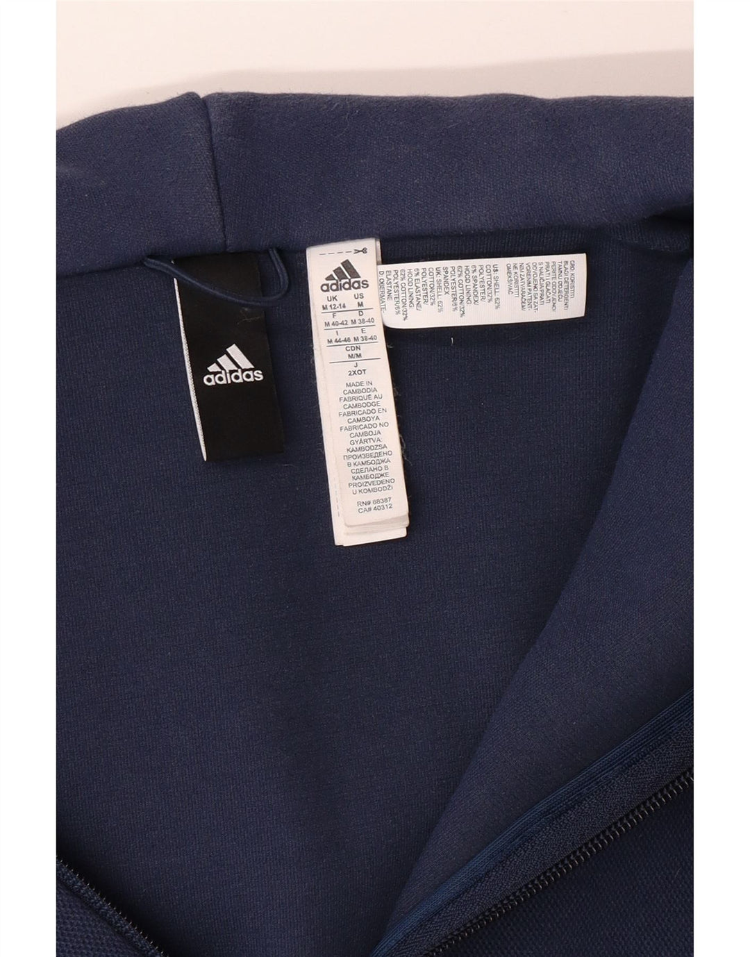 Pulover ADIDAS pentru femei cu fermoar, Marea Britanie 12/14, bumbac mediu albastru bleumarin