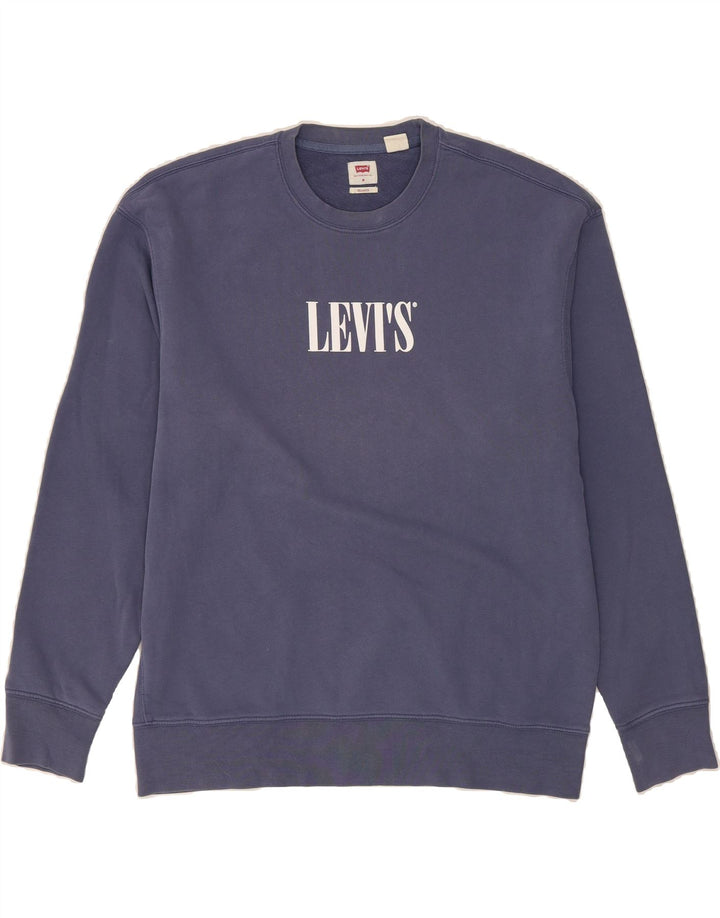 LEVI'S Mens Relaxed Graphic Sweatshirt Jumper Medium Blue Cotton Vintage Levi's and Second-Hand Levi's from Messina Hembry 