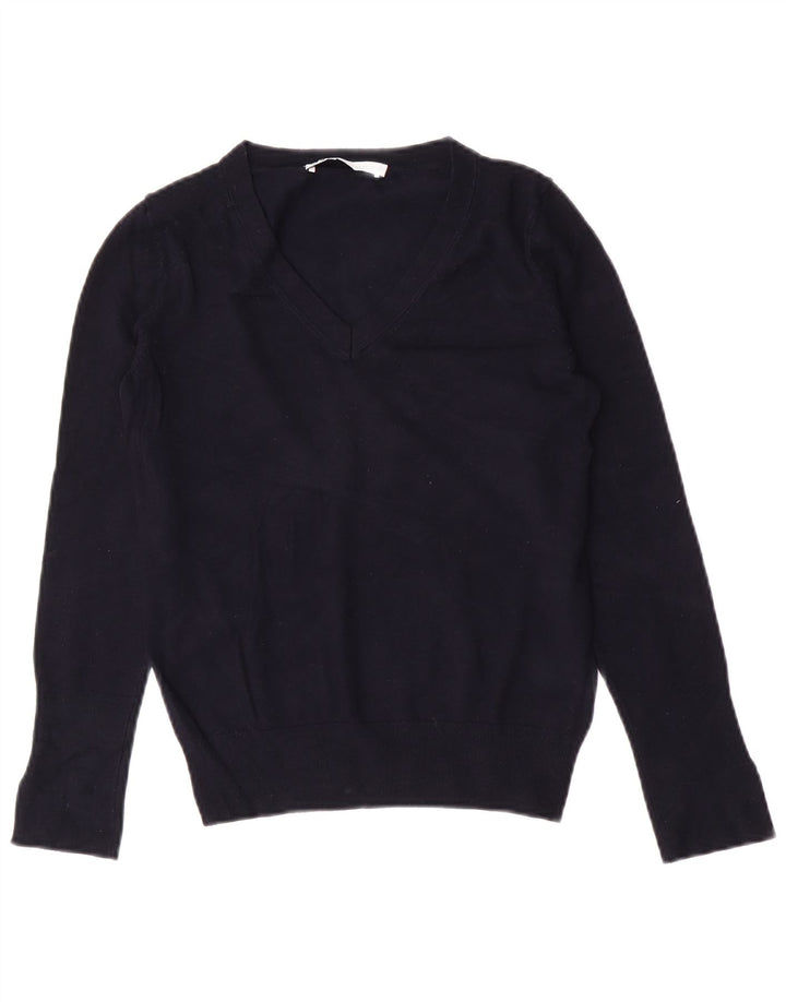 Pulover cu decolteu în V Zara pentru femei UK 10 Mic bleumarin