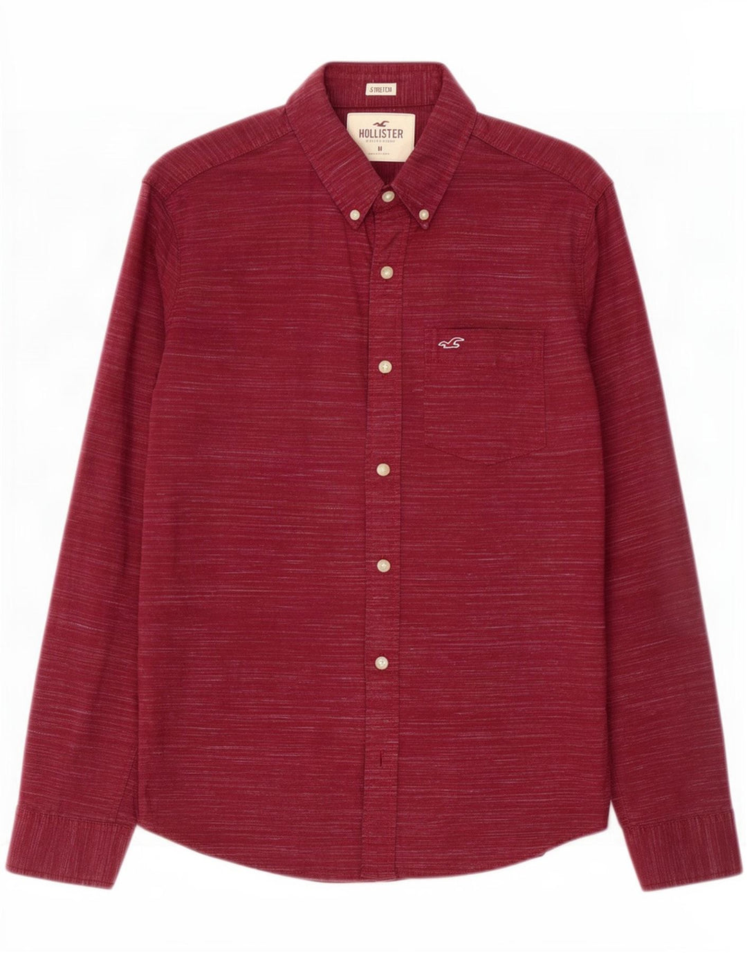 Cămașă Hollister pentru bărbați Stretch Bumbac Mediu Burgundy Flecked