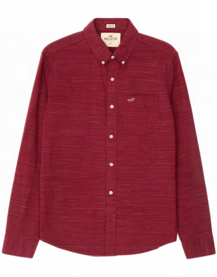 Cămașă Hollister pentru bărbați Stretch Bumbac Mediu Burgundy Flecked