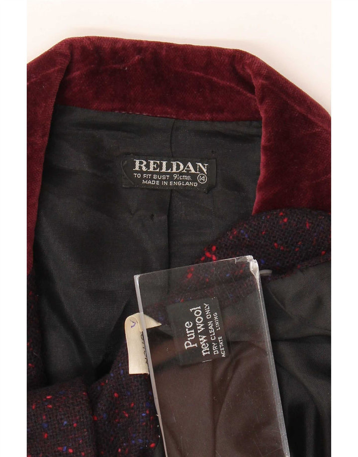Sacou blazer pentru femei Reldan cu 3 nasturi UK 14 Medium Burgundy Lână nouă cu pete