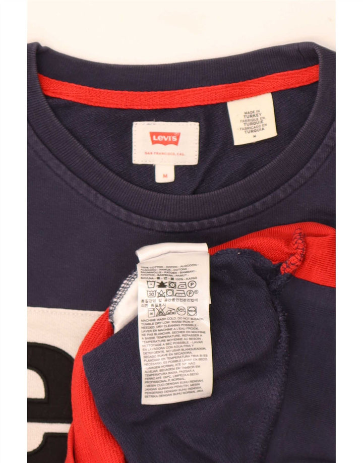 Pulover cu grafic pentru bărbați Levi's Pulover mediu din bumbac color-bloc albastru bleumarin