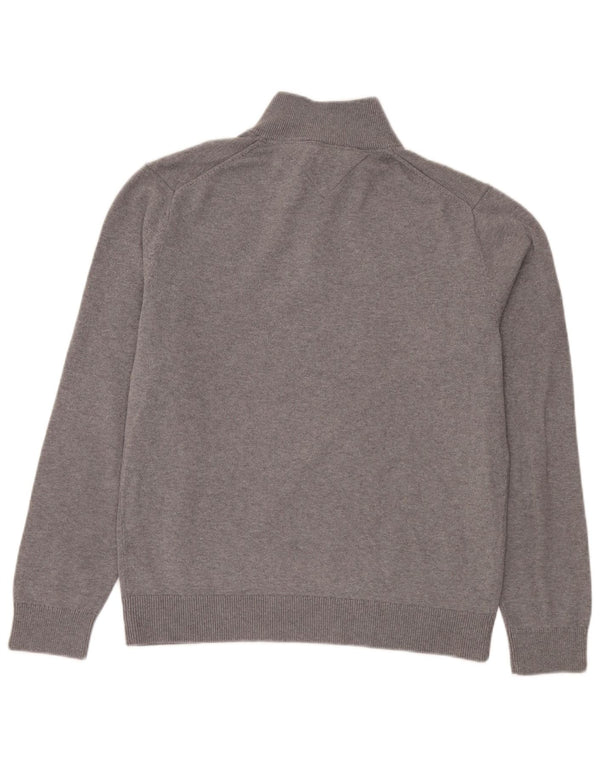 Pulover pentru bărbați Tommy Hilfiger, cu fermoar și gât, bumbac mare, gri