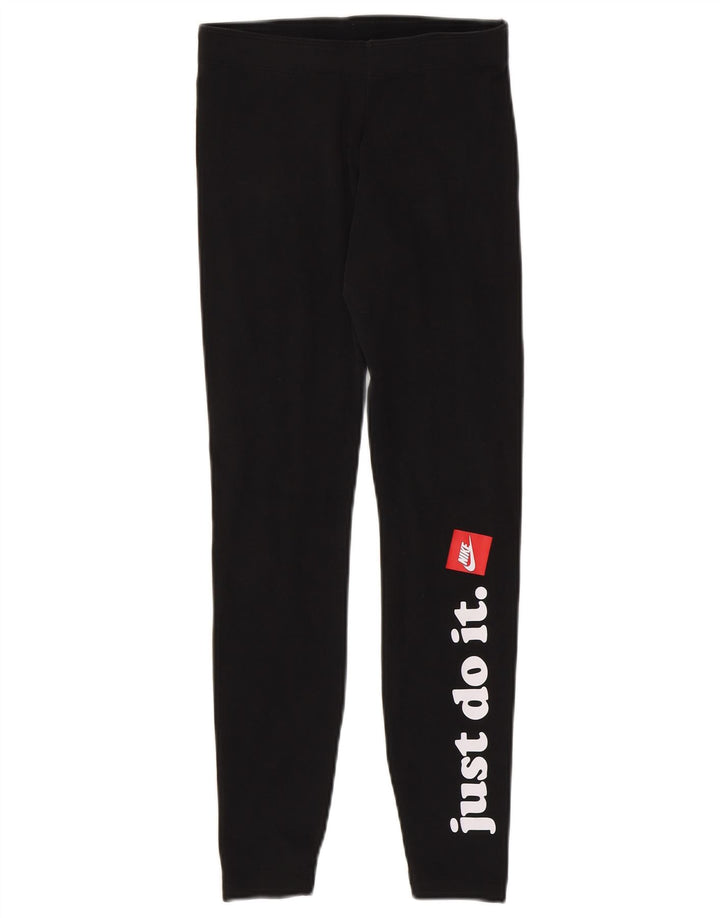 Leggings grafic NIKE pentru femei UK 6 XS bumbac negru