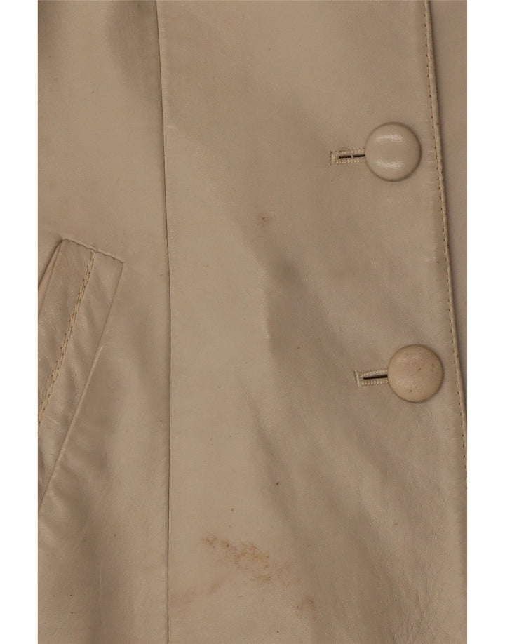 Jachetă de piele vintage pentru femei UK 10 Small Beige