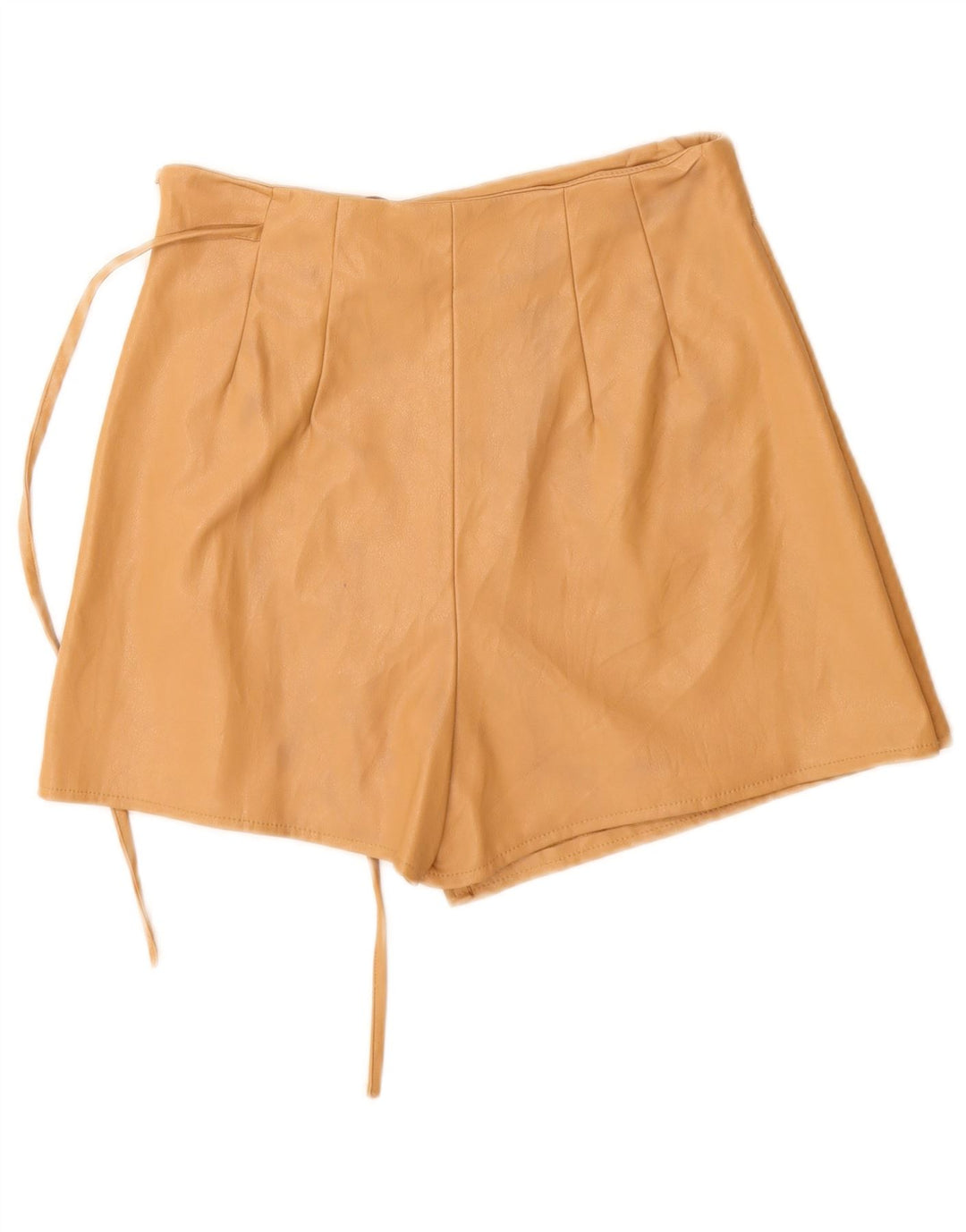 Pantaloni scurti din piele de damă Zara Mici W26 poliuretan bej